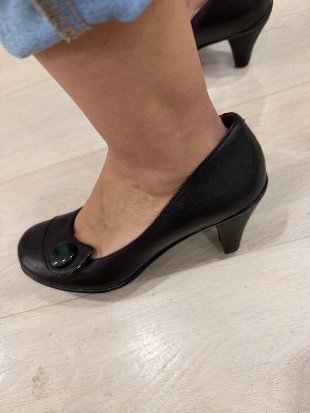 Gentle Souls by Kenneth Cole - Dark Brown Leather Block Heel Pumps